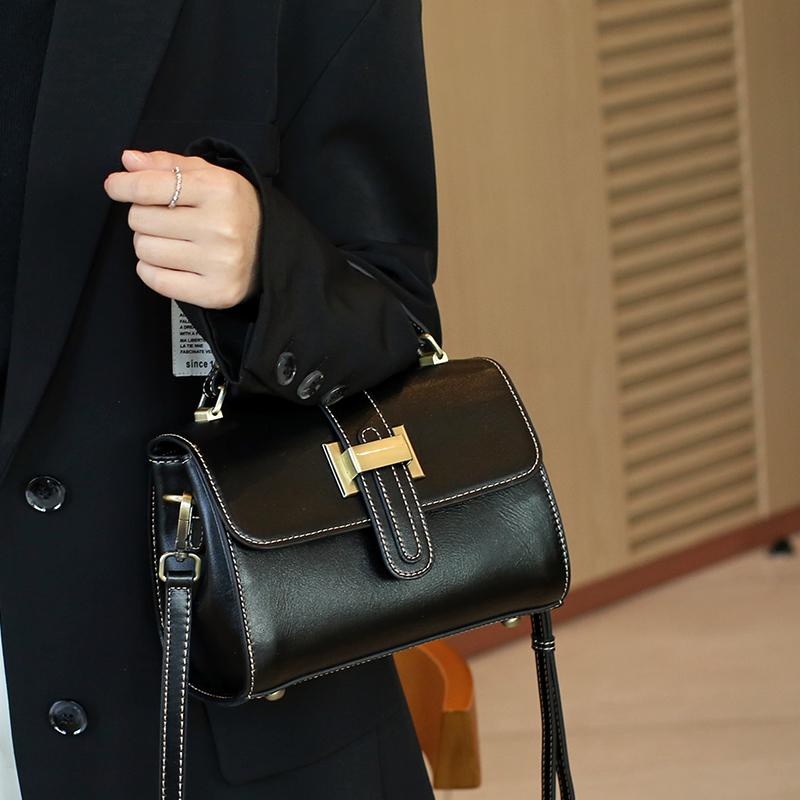 Women Cowhide Genuine Leather Bag Female Fashion Designer Luxury Handbag Ladies Small Square Bag Retro Crossbody Shoulder Bags