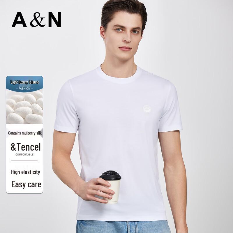 Men s Silk Blend Elastic Short Sleeve T-Shirt 56