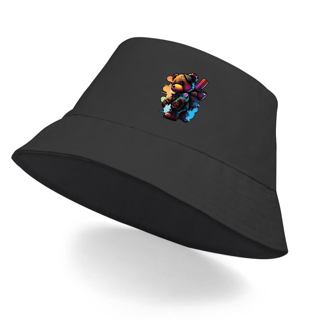 Pălărie Bucket cu Imprimeu Colorat cu Urși, Pălărie Cool Animal Fisherman Culoare Solidă de Vară Unisex pentru Plajă