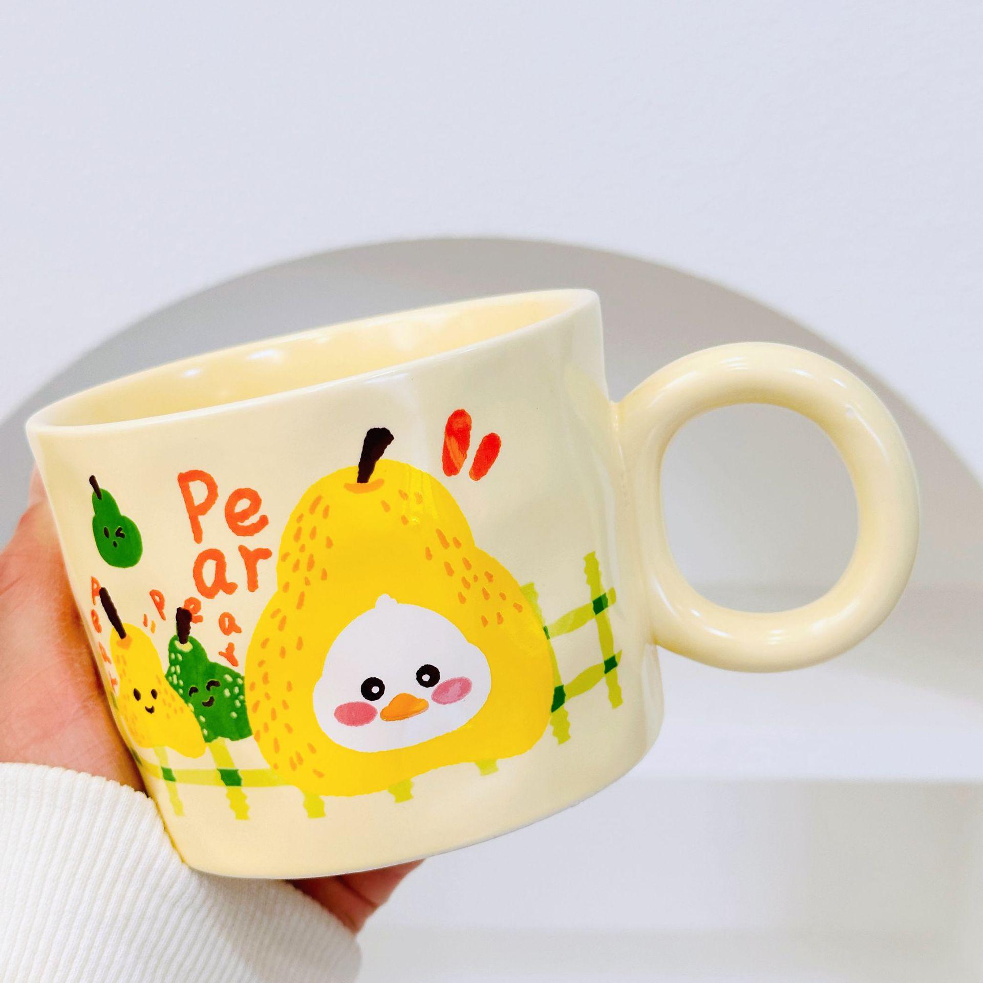 

Cartoon Cute Mug Women Ceramic Cup with Spoon Office Coffee Cup Couple Cup Household Water Cup Milk Breakfast Cup 350ML
