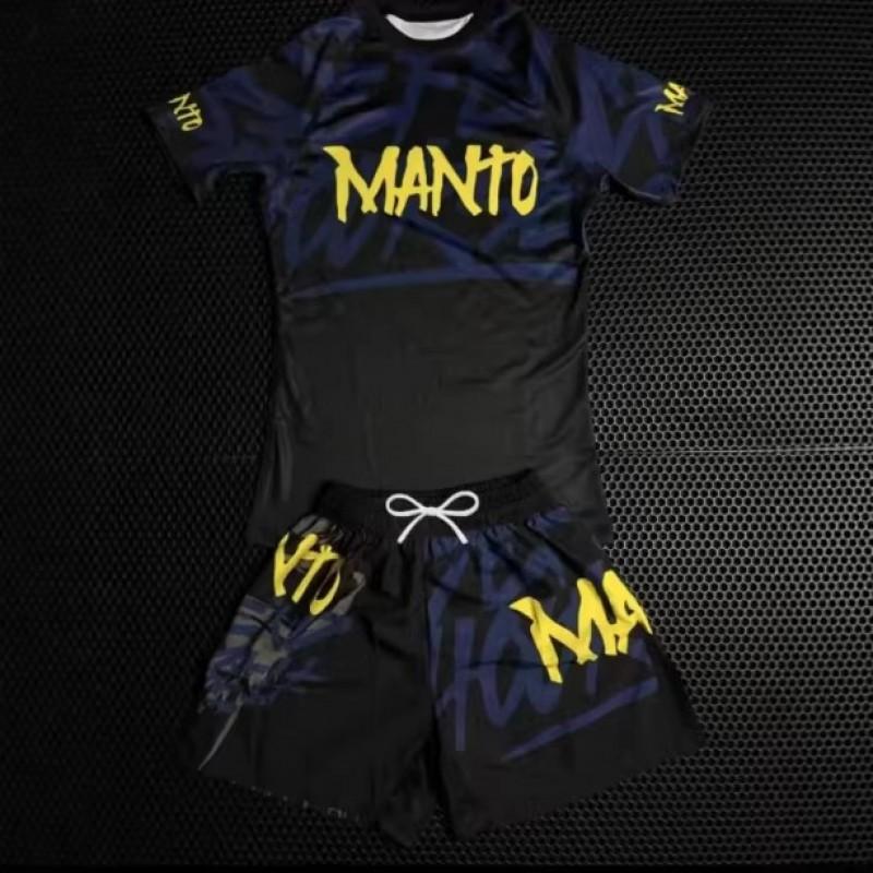 Mens MMA Training Shorts Set 3D Printed Breathable Quick-Dry Sportswear Lightweight Gym Combat Wear