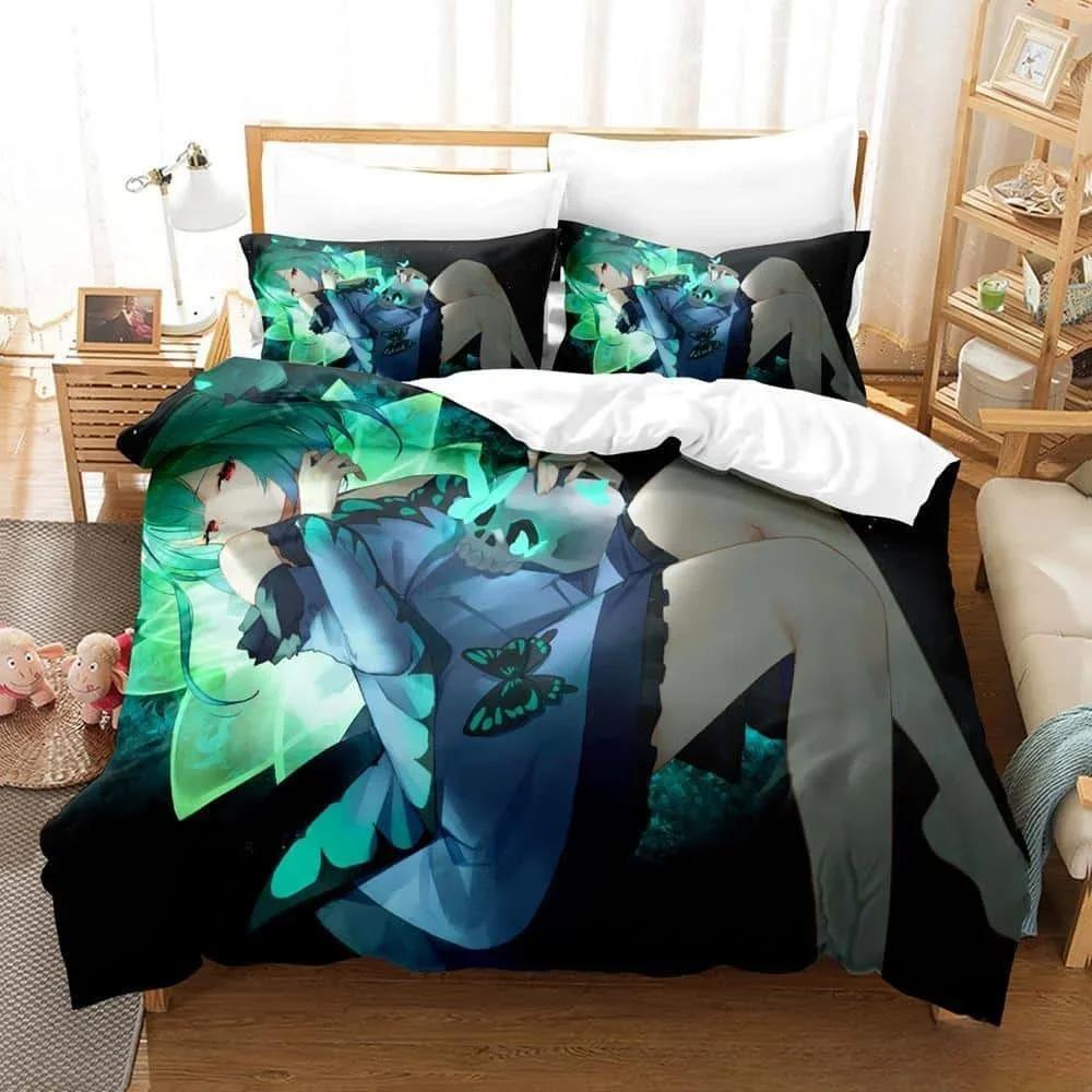 3d Cartoons Vtuber Hololive Uruha Rushia Bedding Set Single Twin Full Queen King Size Bed Set Adult Kid Bedroom Duvet Cover Sets