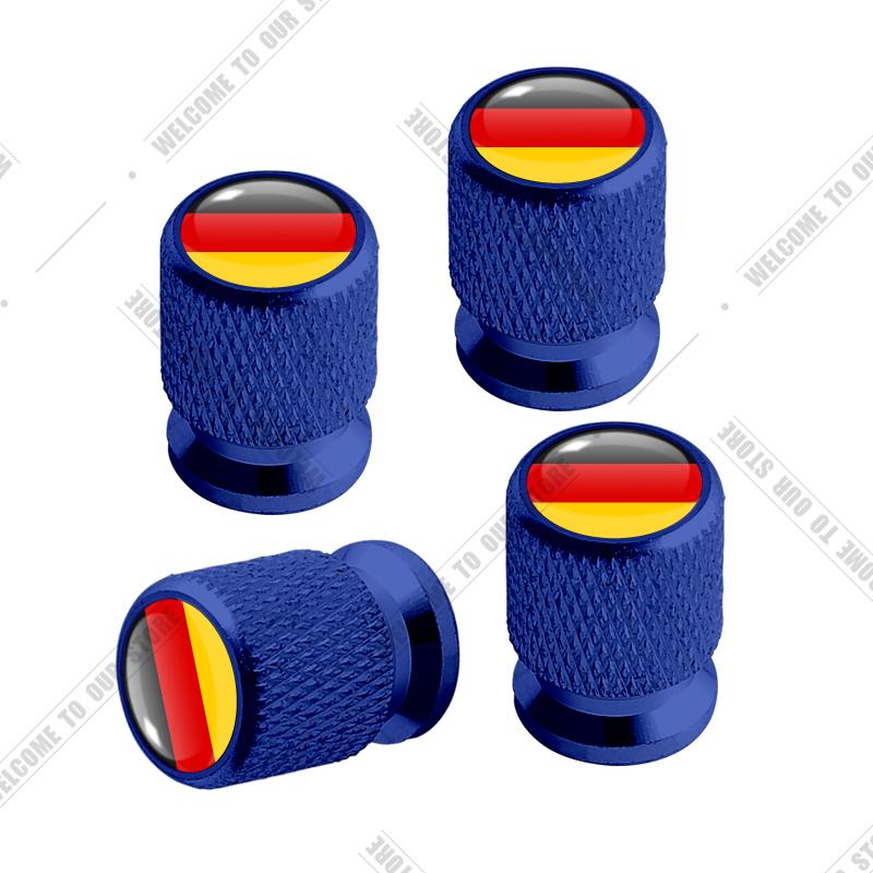 Cqdjvy1 Auto CNC Aluminium Duitsland Italië Frankrijk Driekleurige Vlag Embleem Voor Citroen Peugeot Fiat Kia 4 stuks Bandenventiel Luchtpoort Stuurpen Afdekdoppen