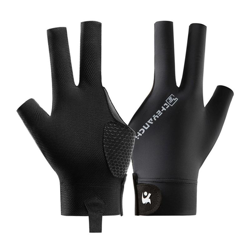 Billiards Glove Left Hand Three Finger Snooker Billiard Glove Non Slip Stickers Elasticity Billiard Training Gloves Accessories