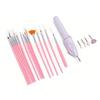 Electric Manicure Nail Drill Battery Powered File Grinder with 5 Drill Bits 15pcs Nail Art Brushes Set for DIY