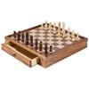 Solid Wood Chess Set, 15 Inch 2-IN-1 Chess Checkers Game Set, Chess Board Games with Storage Drawer & Weighted Chess Checkers Pieces & 2 Queens, for