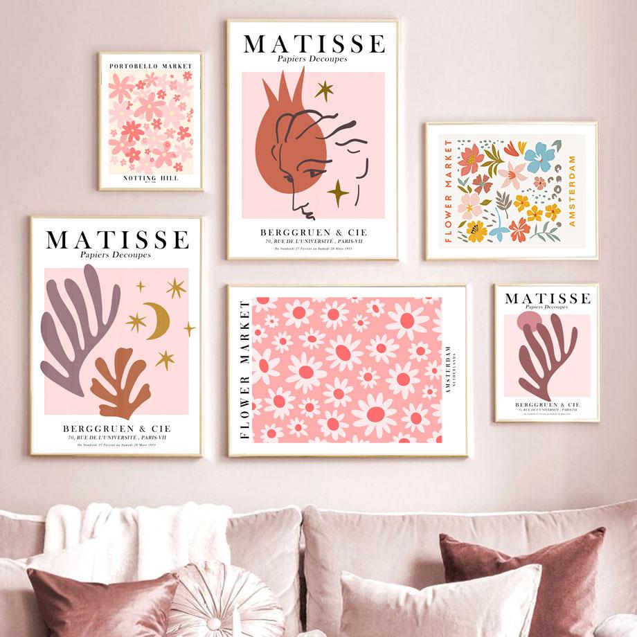 Abstrakte Matisse Figur Blume Markt Rosa Wand Kunst Leinwand Malerei Nordic Poster Und Drucke Bilder Für Wohnzimmer Dekor