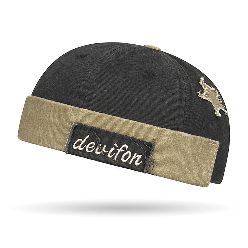 Retro Wash Denim Brimless Caps for Men Streetwear Hip Hop Hats Letter Star Embroidery Beanie Docker Caps Adjustable Dome Hats