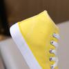 COMFY KIDS Bright Yellow Vibrant Mid Top Canvas Shoes Breathable Fabric Lace-Up All-Season Wear Outdoor Casual School Shoes
