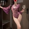 Sex Lingerie Purple Milf Sexy Perspective, Deep Sex Lace Lace Horn Sleeve Onesie
