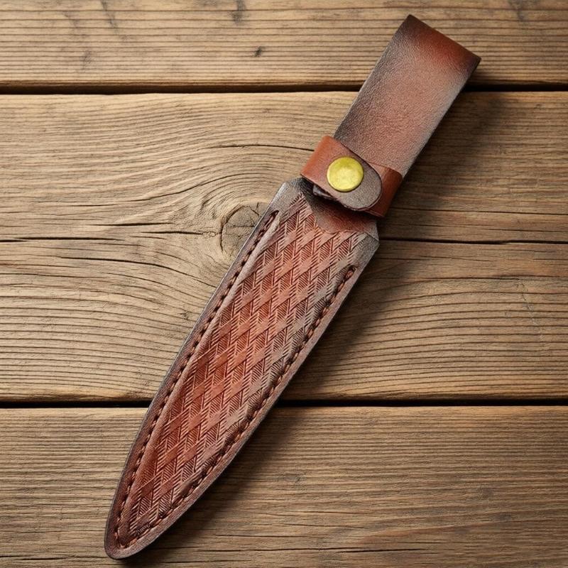 Small Blade Sheath for Everyday Outdoor Carry, Brown Leather Sleeve for Fixed Blade Storage, Camping and Hiking Use Daily Field Carry
