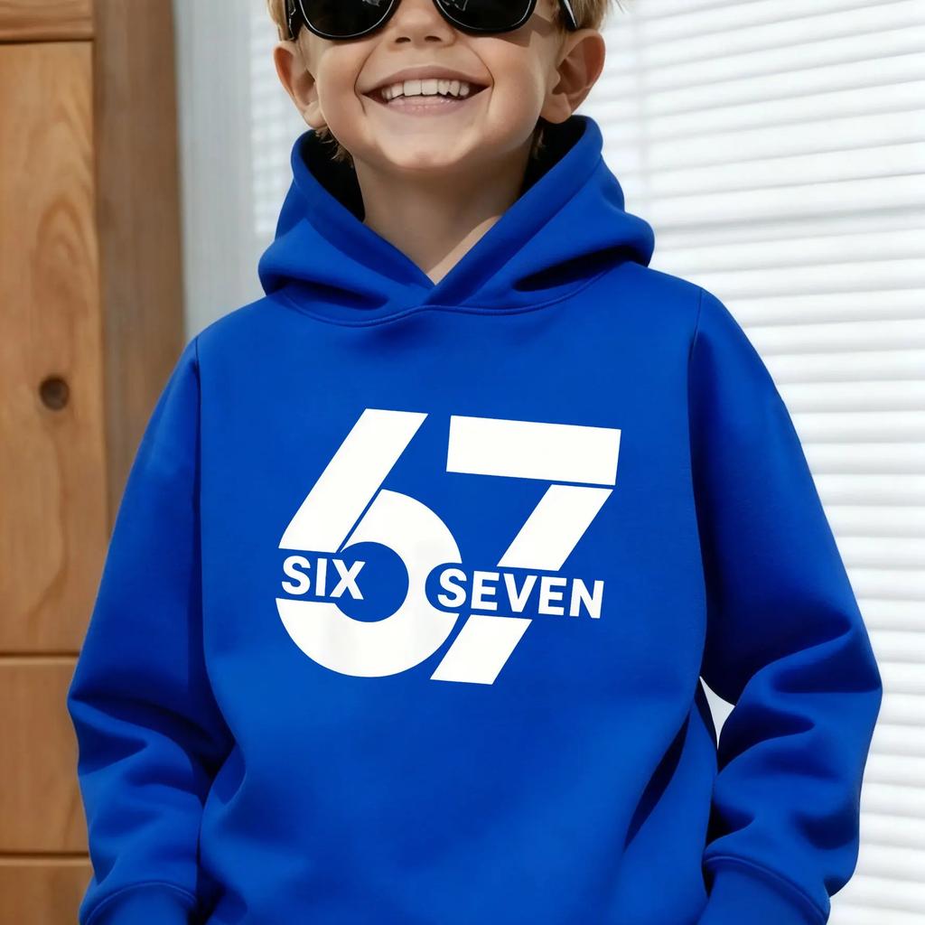Unisex Graphic Fun 67 Hooded Pullover Sweater Long-sleeved Comfortable Stylish Street Style Long-sleeved Children's Wear