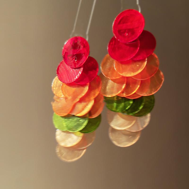 Silver Needle Cat's Eye Stone Shell Stud Earrings: Summer Seaside Style Fashionable High-End Women's Jewelry.