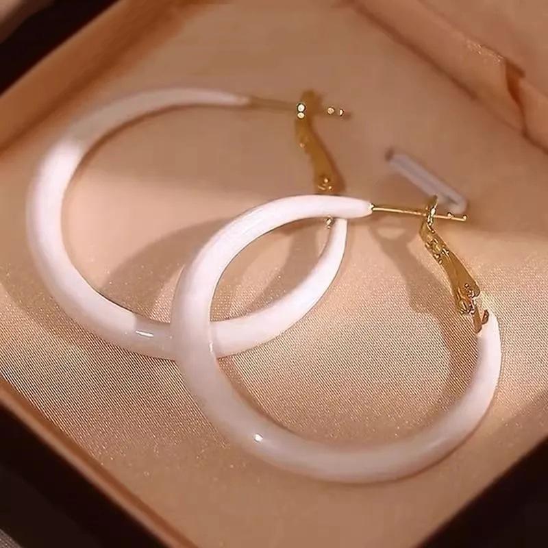 New Simple Exquisite Fashion Wild Big Red Circle Earrings Niche Jewelry Senior Sense Earrings for Women