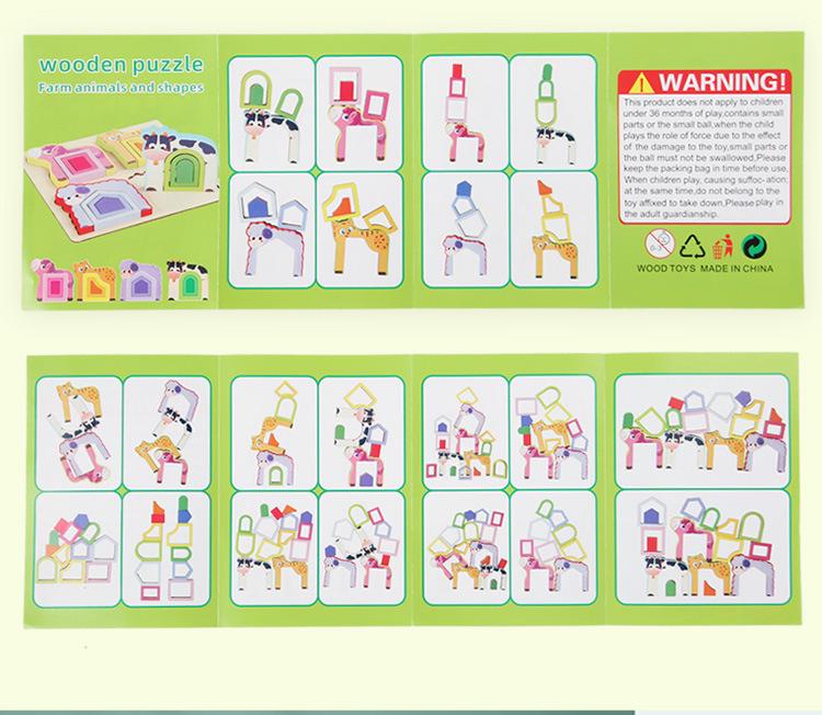 3D Animal Shape Matching & Color Training Puzzle Board for Kids