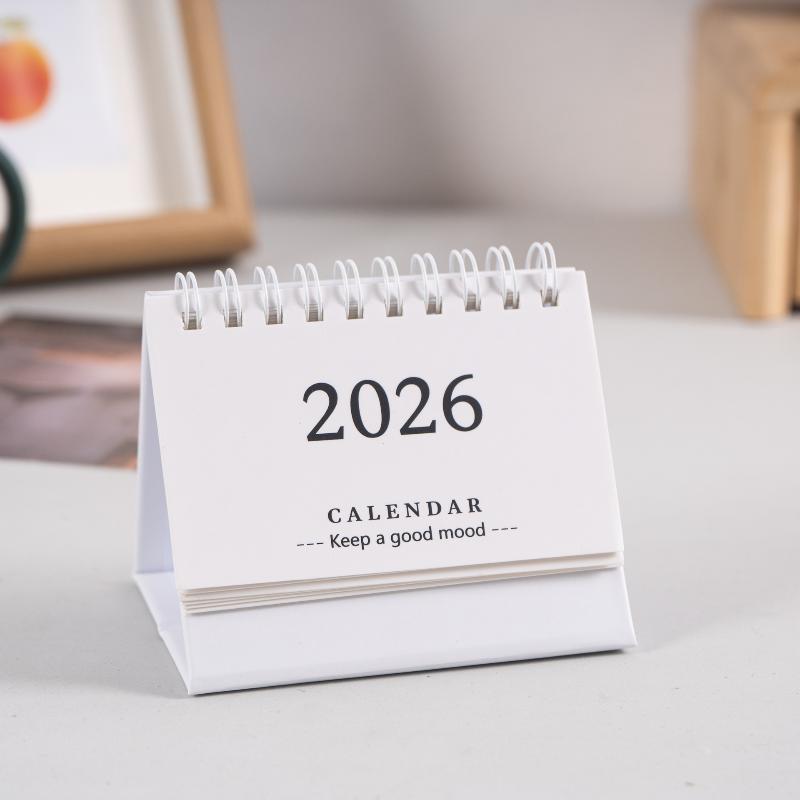 2026 Simple Style English Mini Desk Calendar Desktop Display Solid Color Portable Small Desk Calendar Desktop Decoration