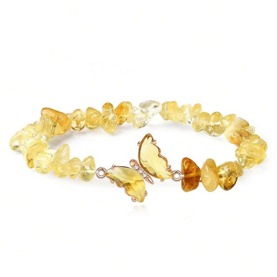 butterfly bracelets for women natural stone amethyst citrine Green Aventurine crystal braclet pulsera jewelry