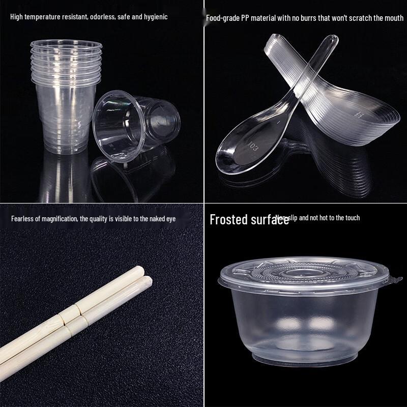 Disposable Plastic Bowl, Chopstick & Spoon Set