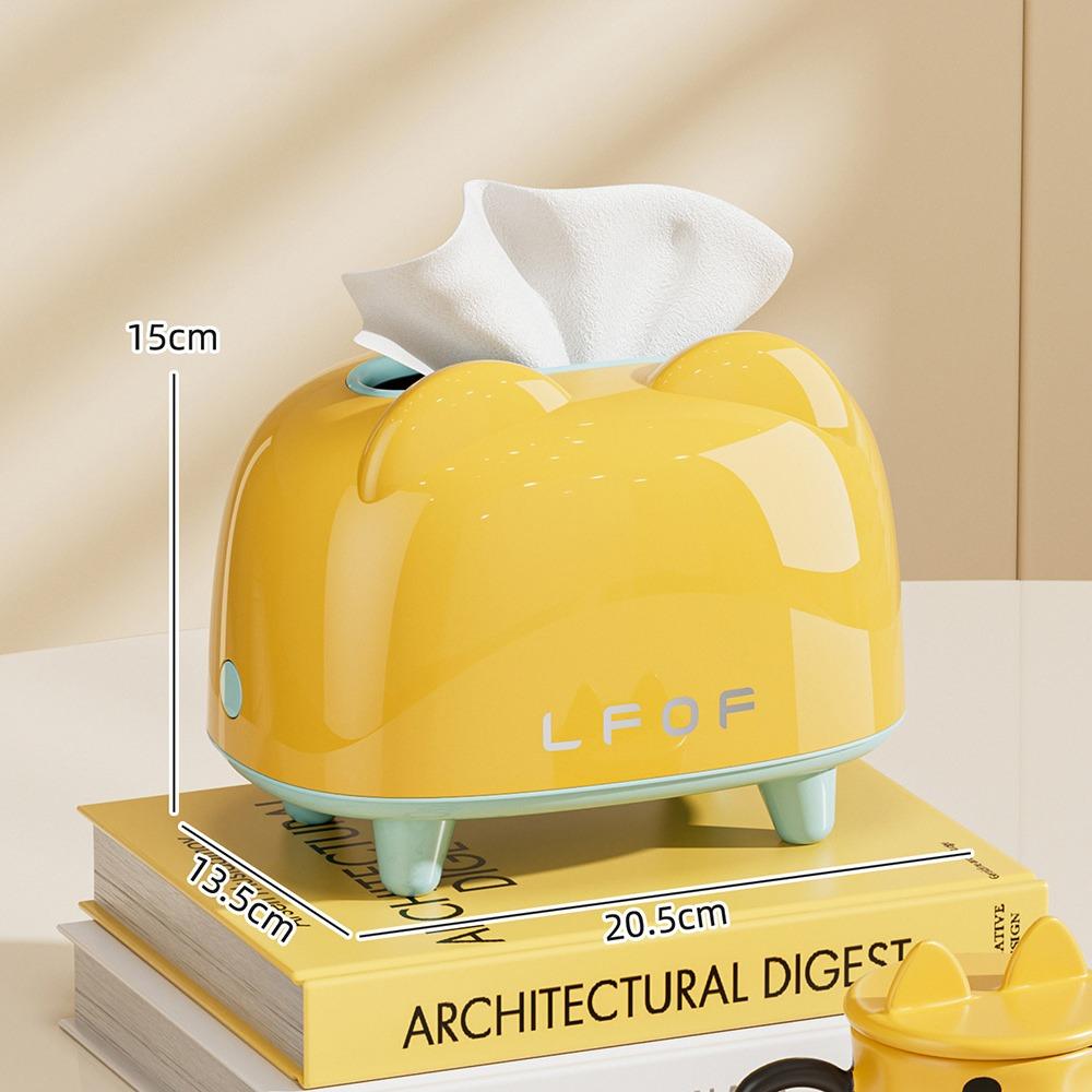 Dopamine Desktop Tissue Box Waterproof Large Capacity Tissue Paper Holder with Spring Napkin Tissue Storage Container