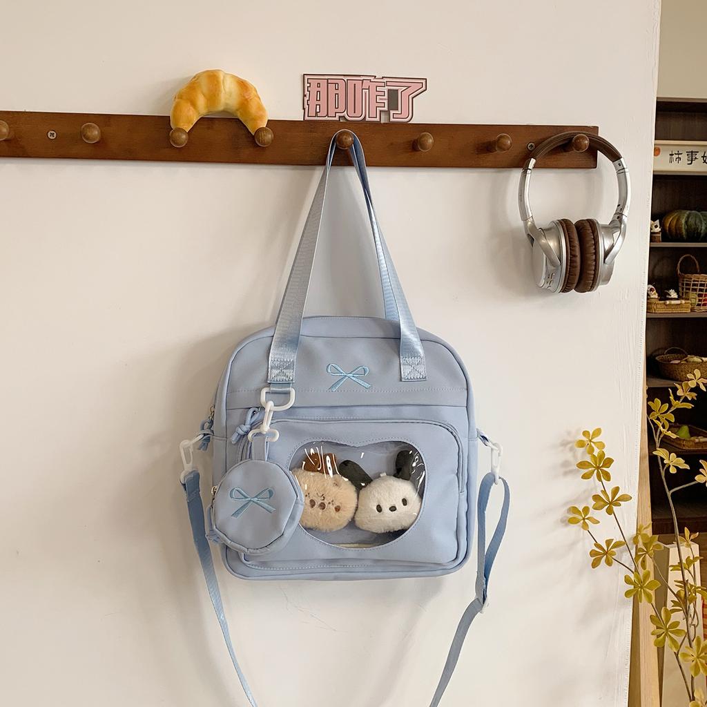 Bow shoulder bag Comic-Con transparent pain bag cute Japanese two-dimensional messenger bag student class tutoring bag woman