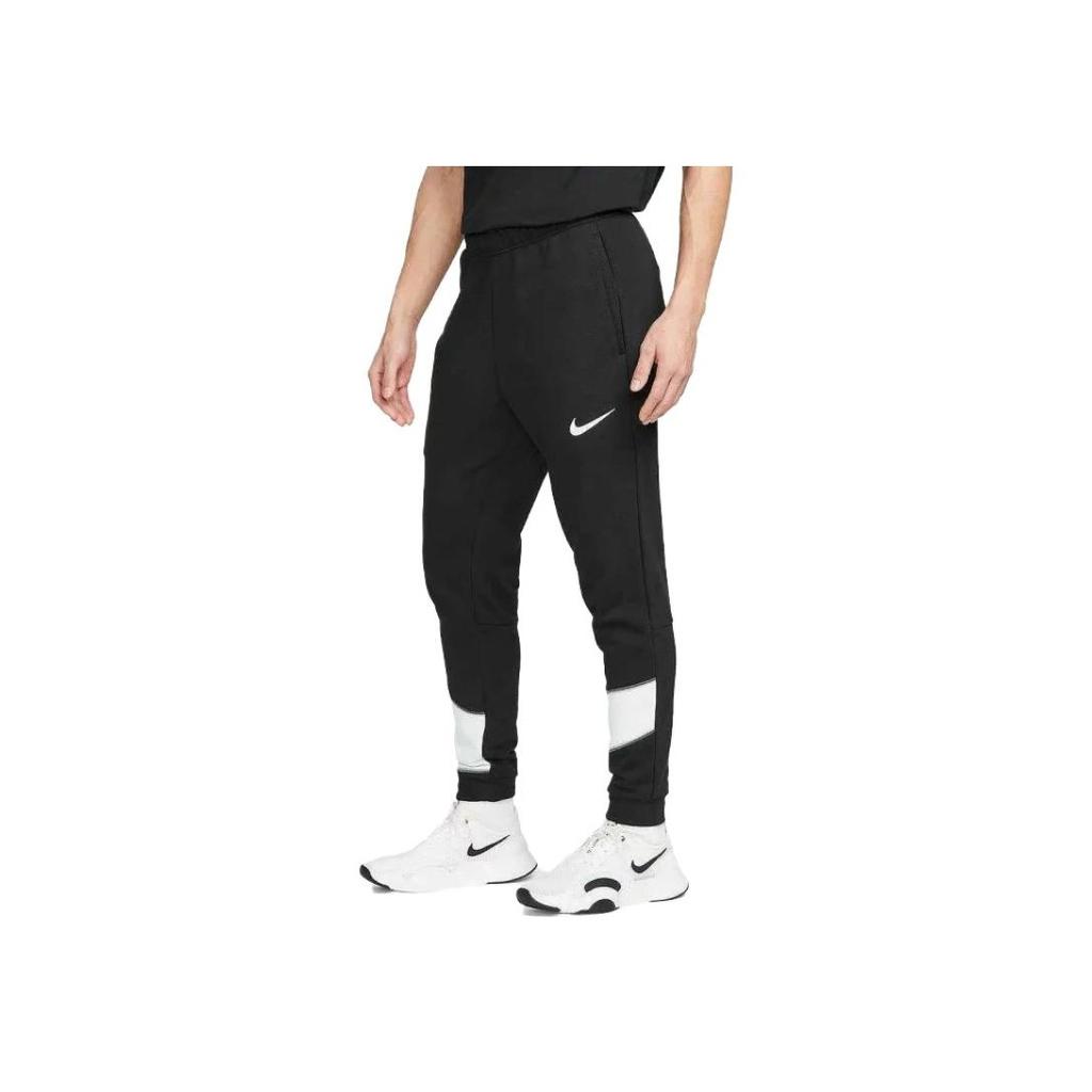 Nike Colorblock Logo Print Elastic Waist Tapered Breathable Casual Pants Men Bottoms Black FB8578-010