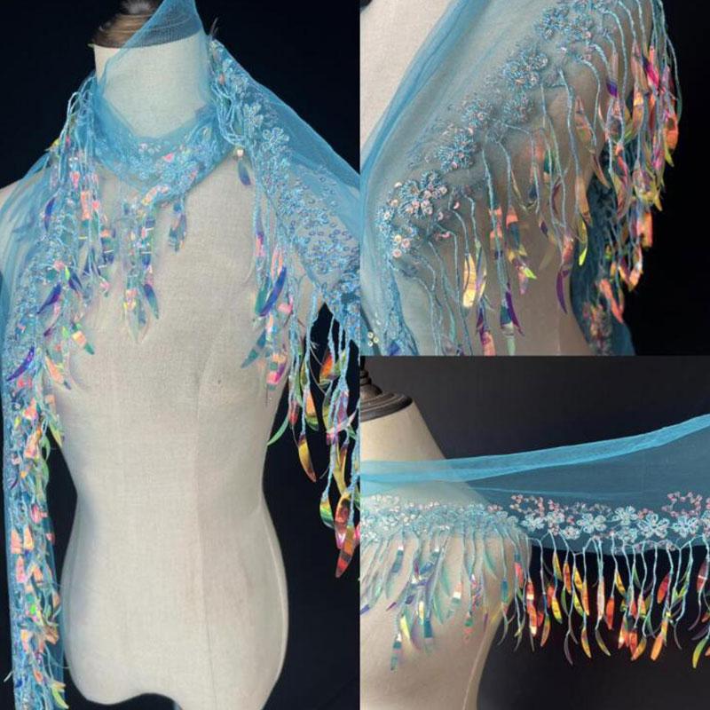 10 Yards Mesh Tassel Fringe Sequins Lace Trim Tassels Fabric DIY Sewing Stage Perform Latin Dress Wedding Clothes Accessories