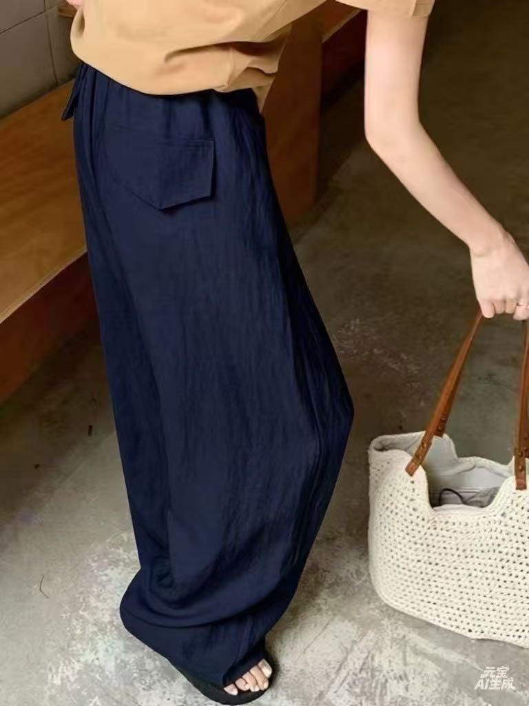 Tencel Leinen Weite Scherenbein Hose: 2026 Frühling/Sommer Dünn Kordelzug Drapierung Lässiger Stil