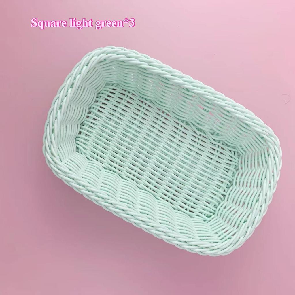 3pcs Love Heart Shape Plastic Rattan Basket Sweet Candy Gift Basket Photo Props Cute Desktop Decoration Cosmetics Fruit Basket