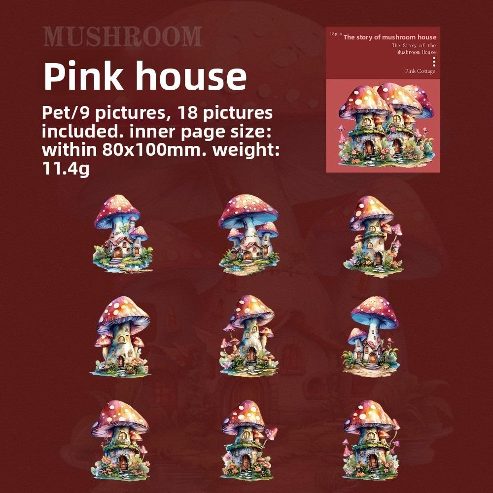 18pcs Pack Cute Lovely Kawaii Stationery Stickers Mushroom House Story Series Creative Aesthetics The Story of Mushroom House