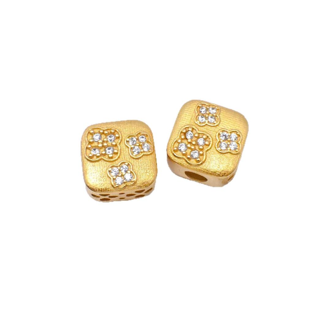 24K Gold-Plated S925 Sterling Silver Hexagram Spacer Beads & Feather Pendant for DIY Jewelry.