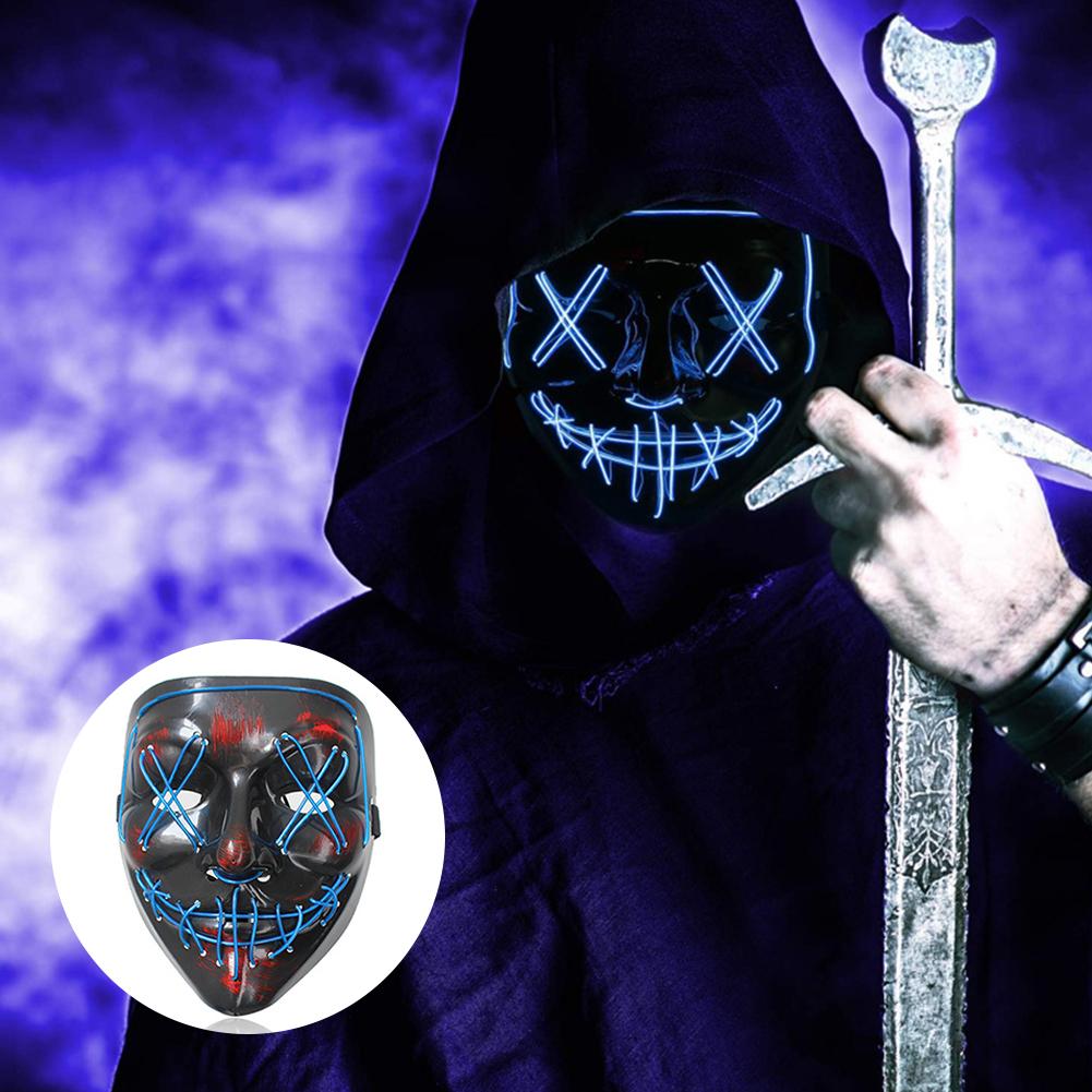 Wireless Halloween Neon LED Purge Mask Masque Masquerade Party Masks Light Grow In The Dark Horror Mask Glowing Masker