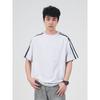 Wassup American-Style Sports Three-Stripe Letter Striped T-Shirt Short-Sleeved Men's Summer New Trendy Brand Heavyweight Couple Outfit