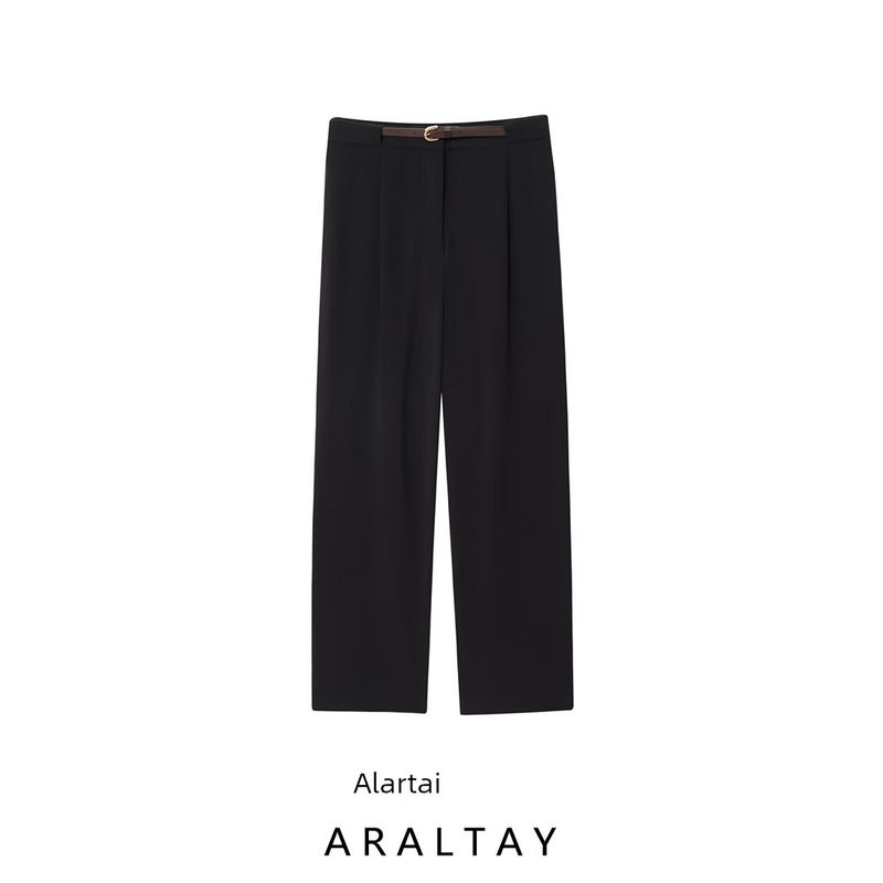 Araltay New Arrival Fashion Style Women's Clothing Fashion All-Match Casual Minimalist Belt Ruched Accessories Suit Pants 1293731