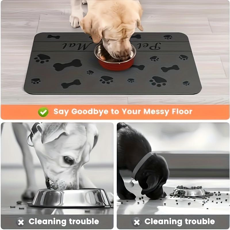 Pet Feeding Mat - Absorbent Pet Mat For Food And Water Bowls, Quick Drying Water Dispensing Mat With Waterproof Rubber Sole