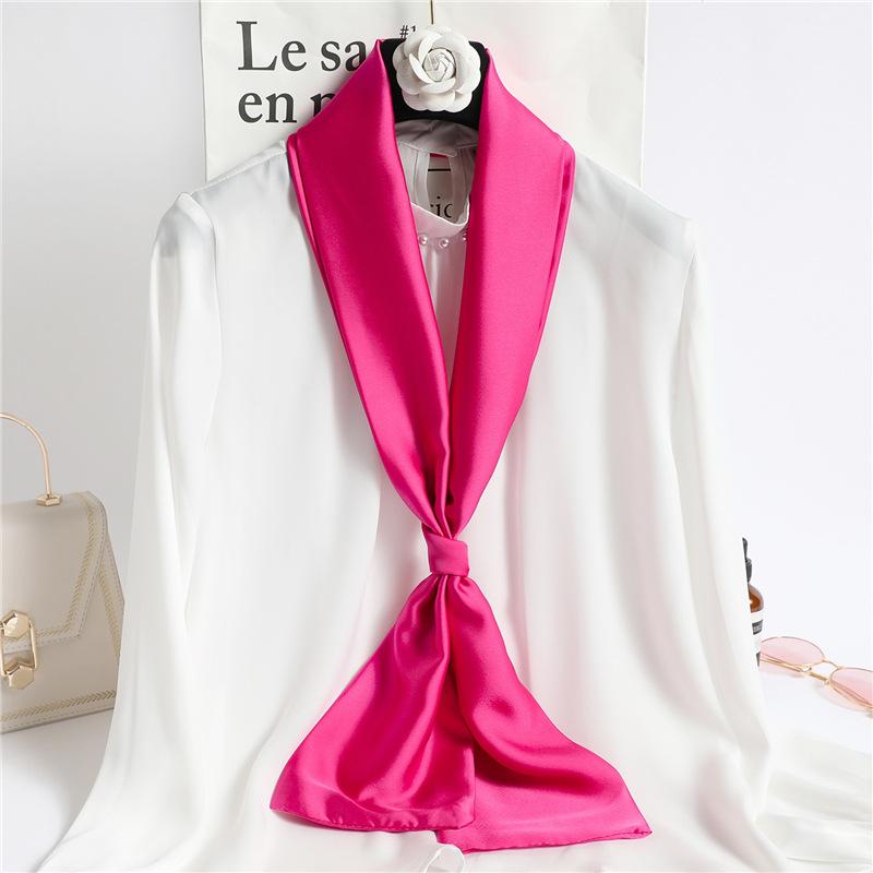

Solid Color Neckerchief Long Hair Scarves Female Silk Satin Neck Scarf For Women 14*145CM Fashion Headbands Plain Bag Scarf 14x145cm
