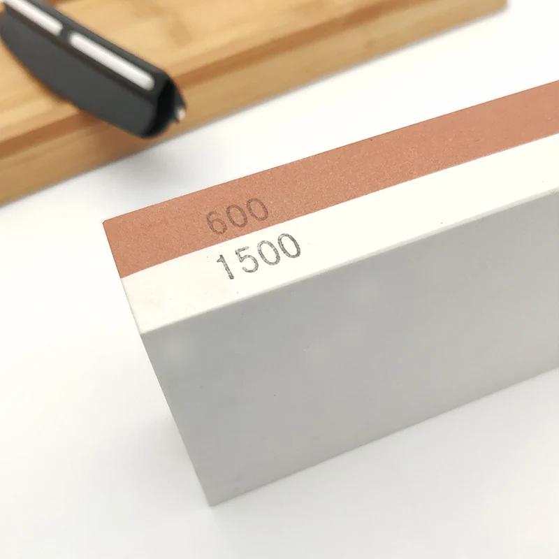 Double-sided Whetstone 600/1500 Grit With Bamboo Base and Angle Guide Set Knife Sharpener Sharpening Stone Blade Sharpener