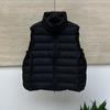 Women's Short White Duck Down Ribbed Vest - 2026 Autumn/Winter Korean Style, Loose Stand Collar, Casual Fit.