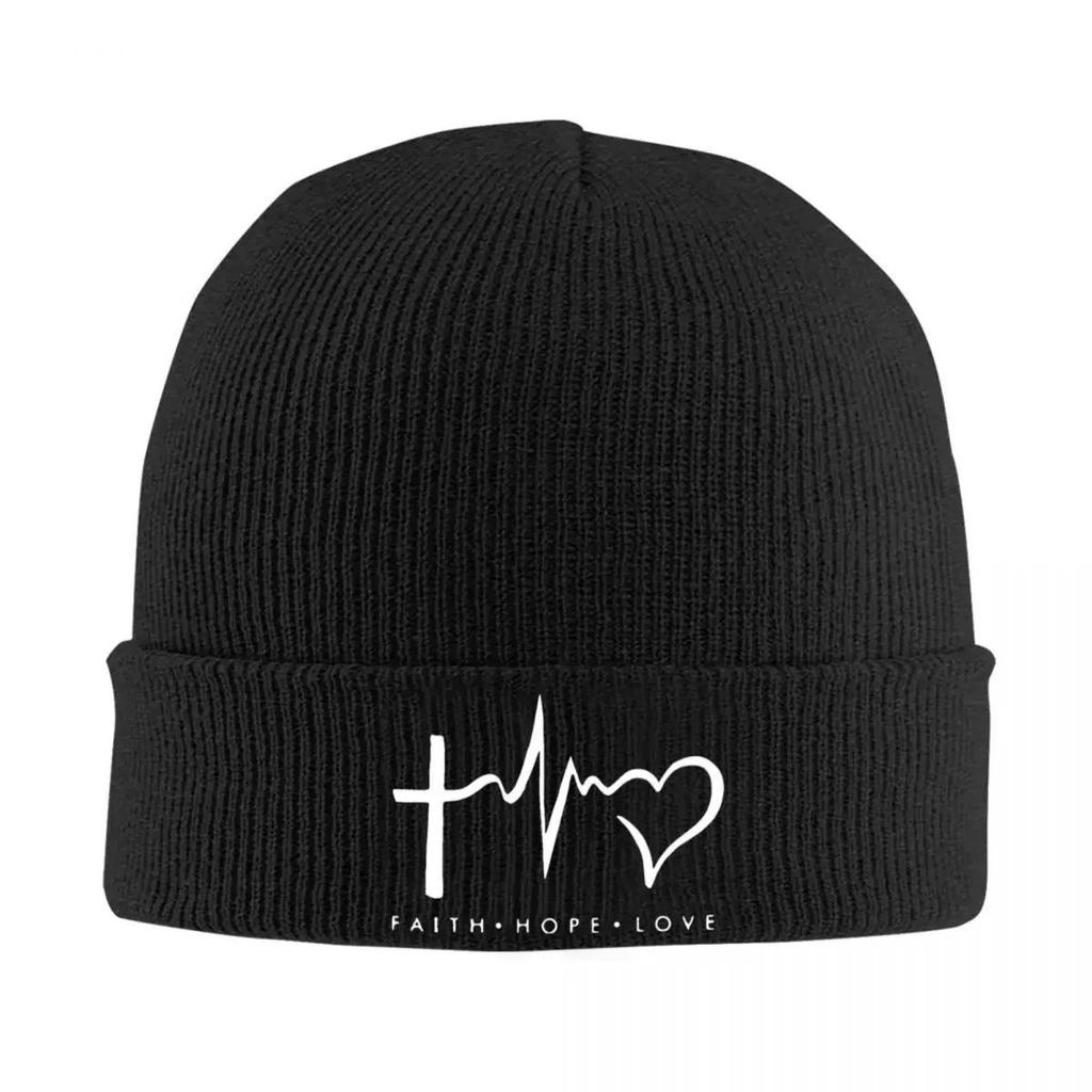 New Christian Beanie Hats Symbol Casual Caps Adult Unisex Kpop Knitting Hat Spring Printed Head Wrap Beanie Hat