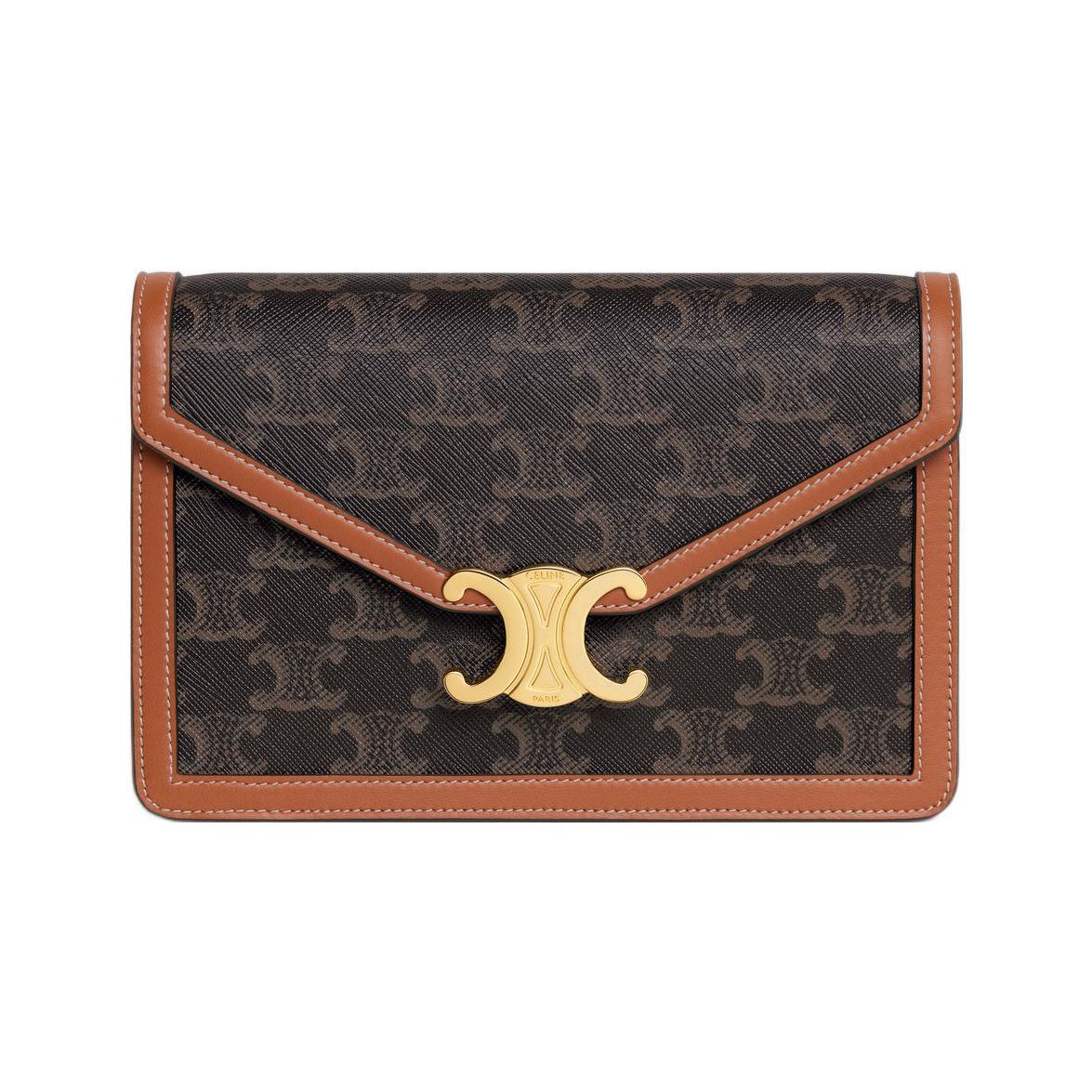 

Celine Margo Classic Monogram Print Snap Closure Fabric With Calfskin Trim Shoulder Bag Wallet Mini Women Shoulder Bag Brown 10L462DQB-04LU Basic Set (Bag+Dust Bag)