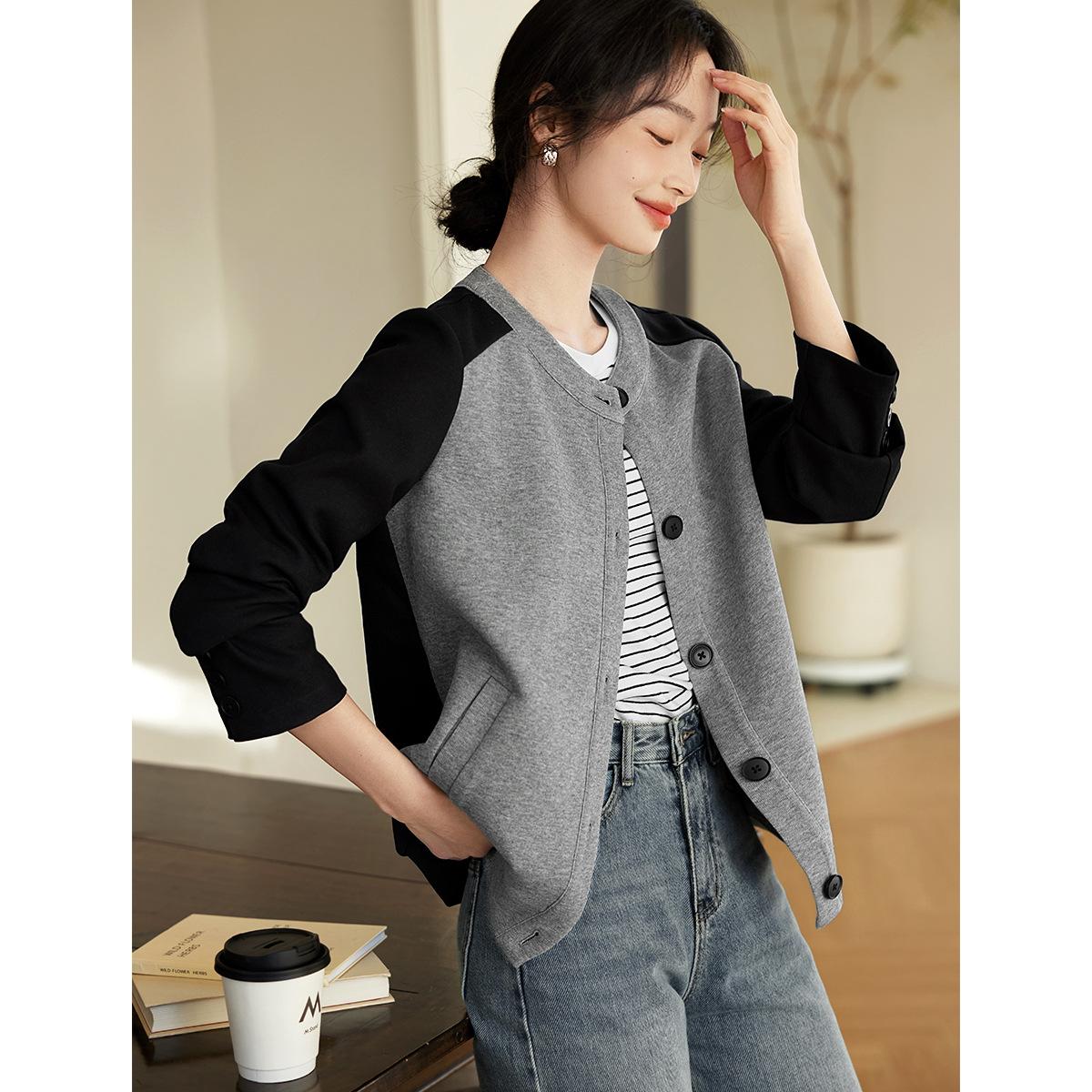 

Бейсбольная джерси короткая куртка женская весенняя новинка сращивание контрастный цвет дизайн повседневная куртка топ 2XL