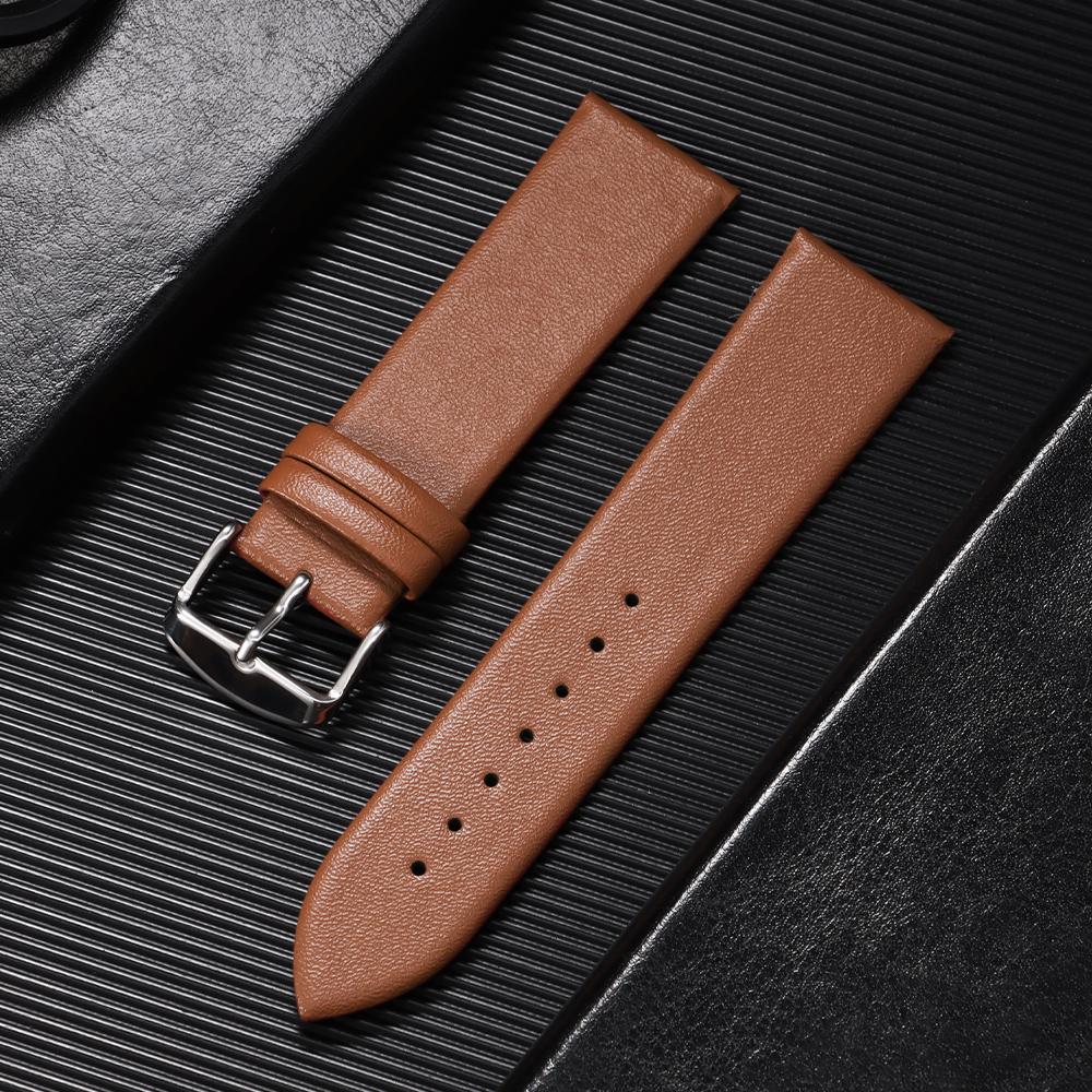 Vintage Braunes Schlankes Leder Uhrenarmband Ultra-dünnes Echtes Leder Uhrenarmband 12mm 14mm 16mm 18mm 19mm 20mm 21mm 22mm  Armband
