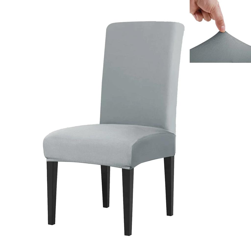 Set of 4 Elastic Chair Cover Dining Room Slipcovers Stretch Solid Removable Seat Protector Furniture Protector Office Home Decor