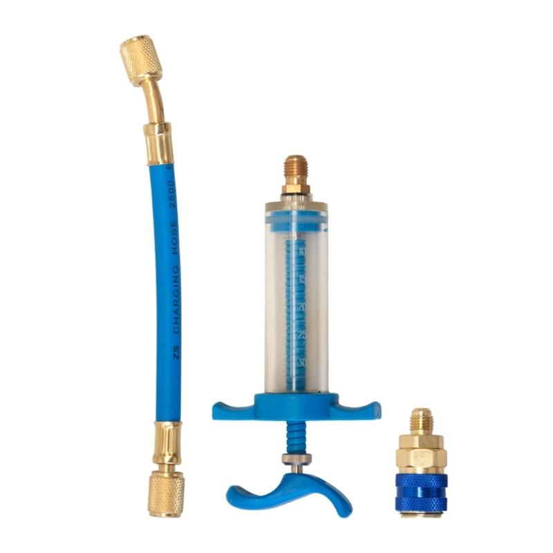 A/C Compressor Oil Dye Injector,Oil and Dye Injector Refrigerants Tools with 1/4" SAE 1 Oz Injections Air Conditioning