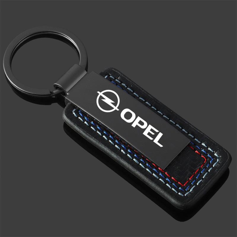 Handgenähtes Kohlefaser Autoemblem Schlüsselanhänger Schlüsselring für Opel Astra H G J Insignia Mokka Zafira Corsa Vectra B Styling-Zubehör
