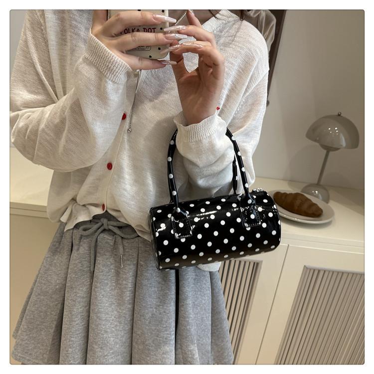 Women's Faux Leather Polka Dot Pillow Bag Stylish Handheld Shoulder Crossbody Purse Fashionable Casual Bag