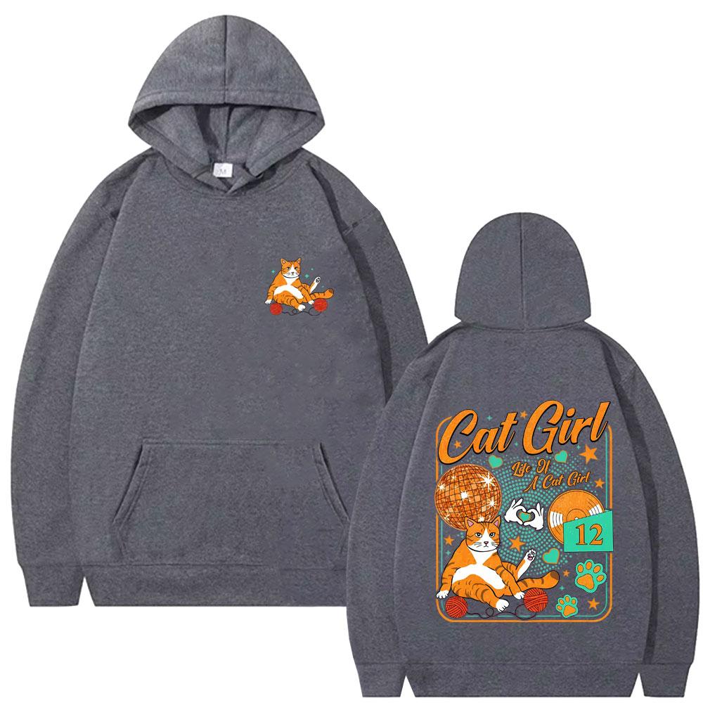 The Life of A Showgirl Hoodie Cat Girl Funny Meme Pullover Hoodies Men's Women's Fashion Casual Oversized Hooded Sweatshirt