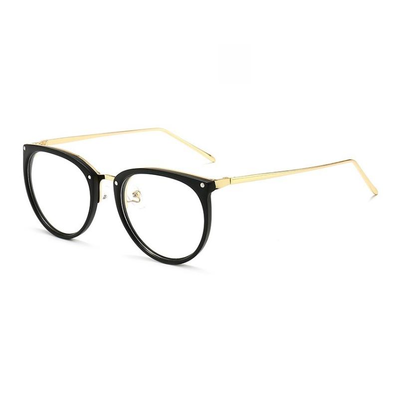 Optical Goggles Plano Glasses Frame for Women and Men Round Oversized Cat Eye Eyeglasses Retro Frames Metal Clear Lenses Eyewear