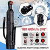 18V Electric Wrench 3/8 Cordless Ratchet with Battery LED Light Kit Right Angle Rechargeable Scaffolding 60N.m Torque