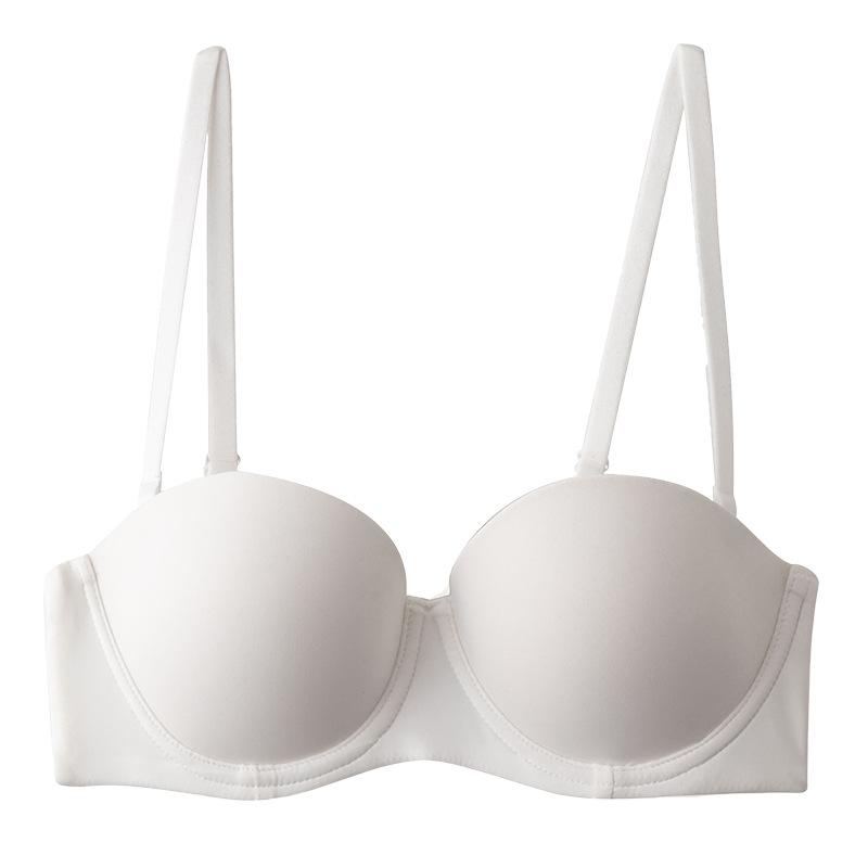 

Summer seamless underwear women s soft steel ring smooth surface non-slip strapless underwear small breasts gather sexy bra cover 70A білий