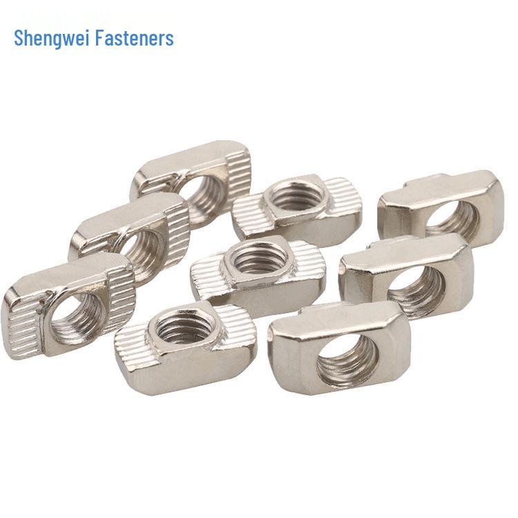 Nickel-Plated 304 T-Nut for European Standard Aluminum Profile, M4-M8 Boat-Shaped Nut